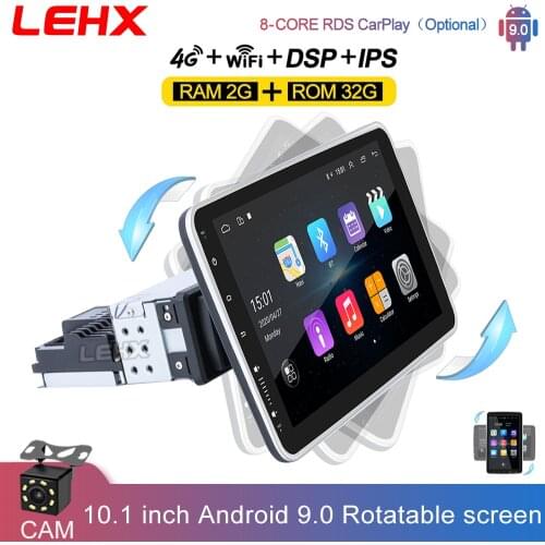 LEHX Manual Rotation 10.1" Android 9.0 2GB +32GB Car multimedia Player 2 din Radio 1Din DVD For Toyota Kia Nissan LAda VW foed