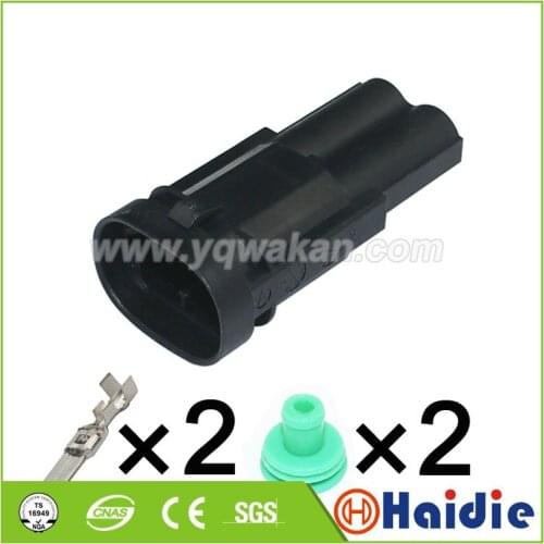 Free shipping 5sets Tyco/Amp 2pin Nissan water tank electronic fan plug fan moto electrical waterproof connector 1544334-1