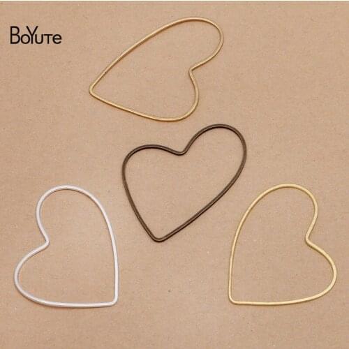 BoYuTe (100 Pieces/Lot) 33*40*0.9MM Metal Brass Heart Shaped Jump Ring Materials Diy Jewelry Accessories