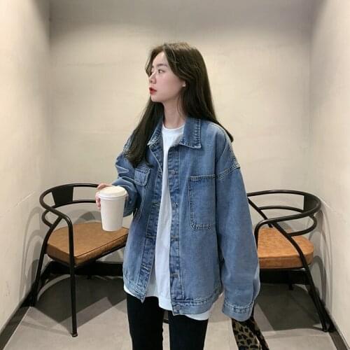 ZA 2021 New Womens Denim Jacket Spring Autumn Jeans Female Denim Jackets Fashion Casual Loose Vintage Oversize Outerwear Coat