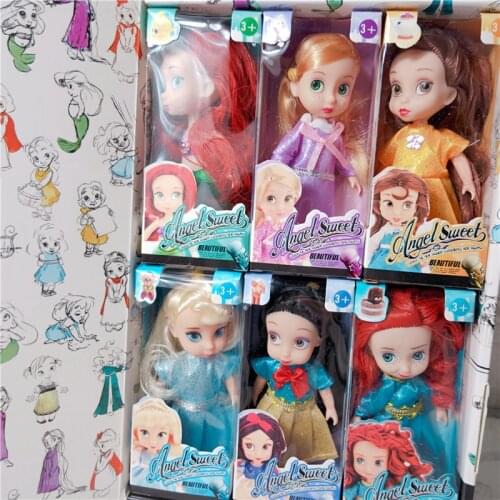 6pcs/set Disney Frozen 2 Anna Elsa Princess Action Figures Model Toy Snow White Little Mermaid Collection Doll Gift For Girls