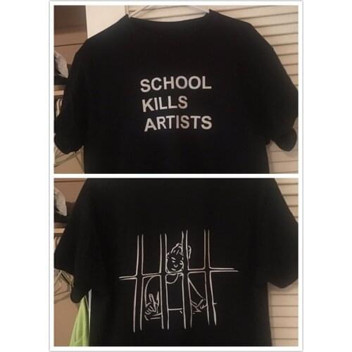 School Kills Artists Double Print Aesthetics Graphic Tee Unisex Youth Street Style Cool T-Shirt Grunge Fashion Black tumblr Tops