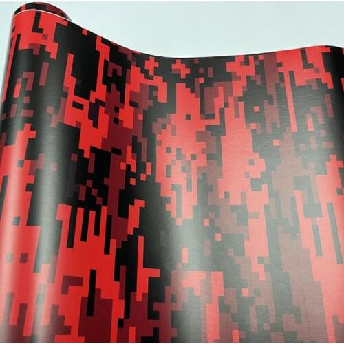 50cmx600cm Black red square Camo Camouflage Vinyl Car Wrap Sticker Film For Bike Console Computer Laptop Skin Scooter Motorcycle