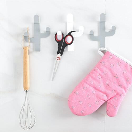 2PCS Cactus Shaped Hooks Self Adhesive Racks Key Holder Wall Hook Coat Hanger Cap Room Decor Show Holder Home Decoration