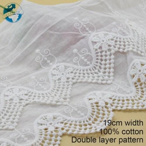 5yard 19cm wide 100% Cotton embroid lace sewing ribbon guipure trim wedding decoration DIY Garment Accessories african lace#3923