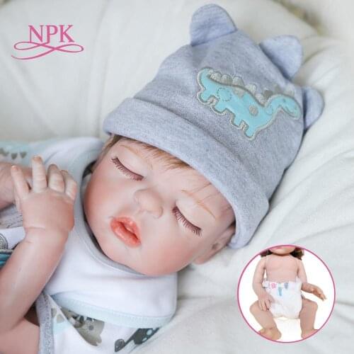 NPK 48CM Reborn baby Dolls full body silicone premie bebe doll Realistic newborn baby soft Boneca sleeping boy doll