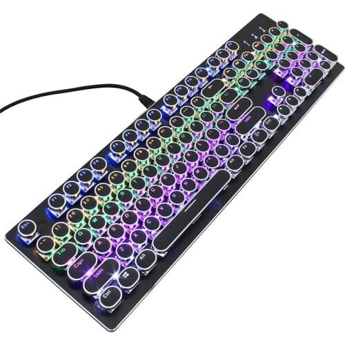 Typewriter Mechanical Keyboard, Steampunk Style Mechanical Keyboard, Backlit Game Wired Keyboard USB for PC/Mac and Laptop