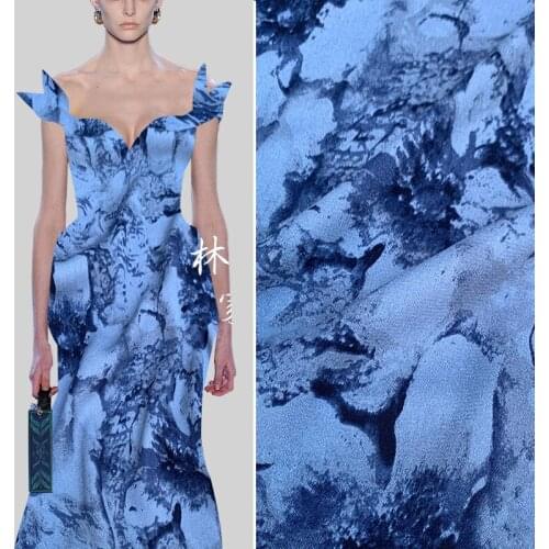 Fashion Printing Messy Linen Chiffon Fabric Thickened Impervious Drape Dress Cheongsam High-end Clothing Fabric