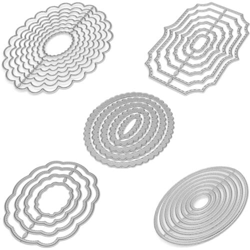 Basic Frame Dies Set Metal Cutting Dies New 2019 for Scrapbooking Oval Wave Frame Craft Die Cut DIY Cards Making Tools