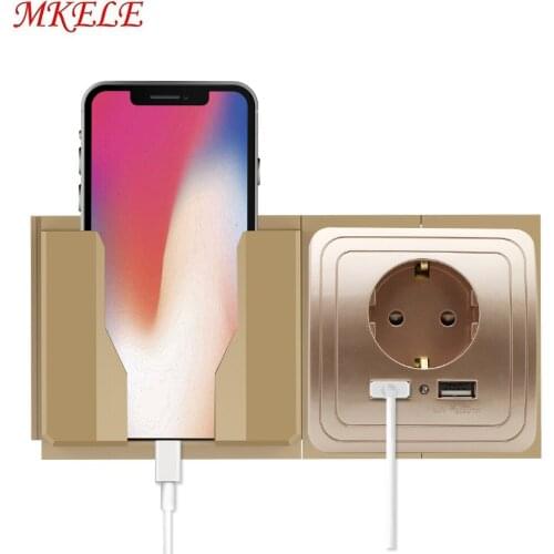 Wall cellphone holder stand socket paste charge support rack shelf durable socket phone mount holder Home Charging Storage Box