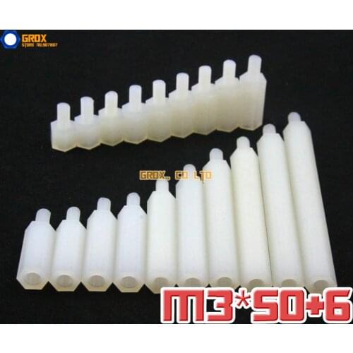 50 Pieces Nylon M3 x 50 + 6mm Female to Male PCB Motherboard Standoff Hex Spacer