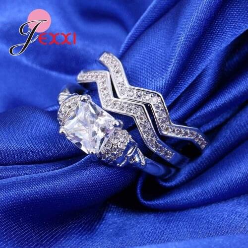 New Arrival Women Bridal Wedding Ring Sets For Wedding Engagement 925 Sterling Silver Jewelry 3PCS/Set Bagues Anillos