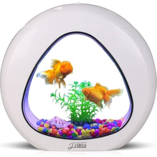 Cooling hole creative desktop fish tank feeding hole aquarium small ornamental goldfish tank LED key ecological acrylic fish tan