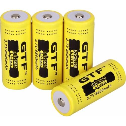 GTF Original 4pcs 26650 Battery 3.7V 8800mAh Lithium-ion Battery for Flashlight Rechargeable Battery Lio-on Batteries