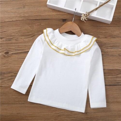 2-6Y School girls shirt fall cotton long sleeve kids blouse toddler baby tops children bottom shirt blusa de meninas kzlar bluz