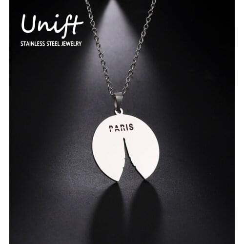 Unift Paris Eiffel Tower Pendant Necklace for Women London Big Ben Choker Trendy Jewelry Tourist Souvenirs Travel Lovers Gifts