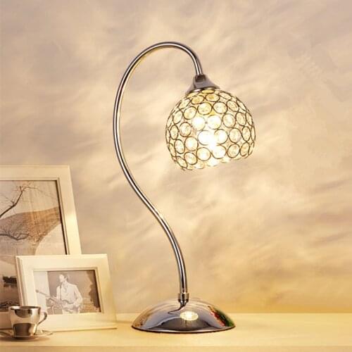 EU/US Plug Crystal Table Lamp Energy-saving Bedside Light for Bedroom Living Dining Room Home Decoration (without Bulb)
