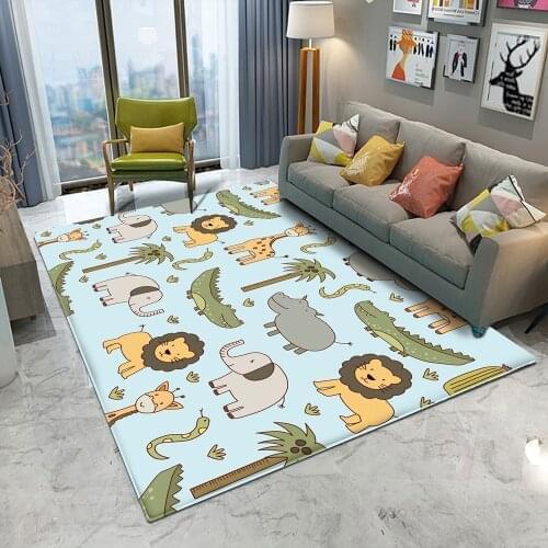 Animal Lions Game Learn For Baby Play Rectangular Carpet in the childrens room Top Sale Cartoons Rug Childrens Flannel Carpet