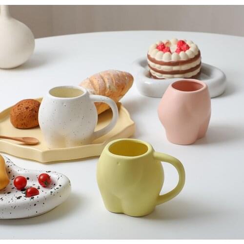 Nordic Creative Ceramic Crafts Human Personality Mug Tableware Home Adornment Restaurant Desktop Breakfast Milk Cup Ornaments