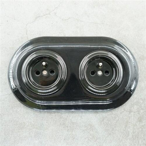 Flush-mounted Porcelain French Style Electrical Wall Socket 240V 16A with Porcelain Frames