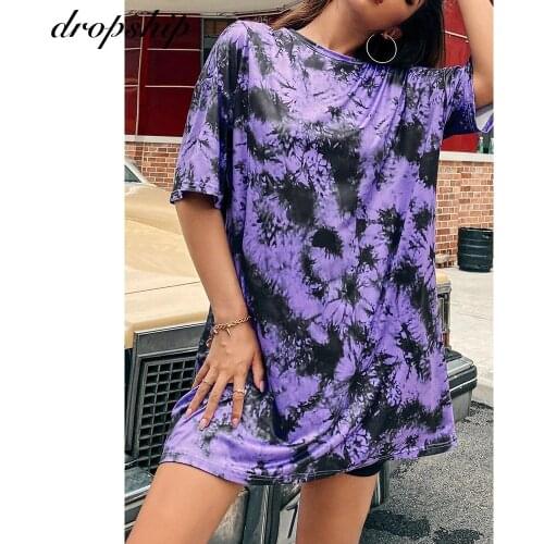 Loose Long Woman Tshirts Tye Dye Y2k Top Summer Shirts Women Casual Streetwear Oversized T Shirt dress 2020 Fashion Tops