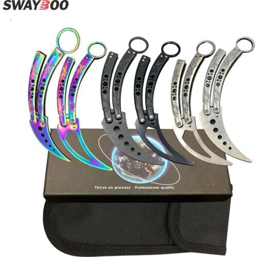 Swayboo CS GO training folding Knife butterfly in knife fade color game butterfly knife trainer dull tool