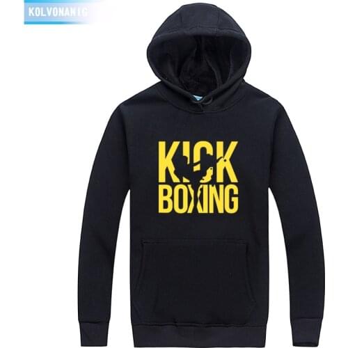 Kick Boxing Print Hoodies Casual Mens Winter Thickened Warm Coat Sweatshirts Unisex Hoody Tracksuit For Men Pullover Clothing