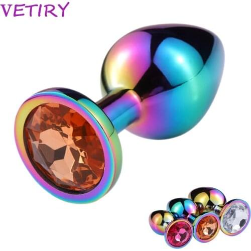 VETIRY Anal Plug Vagina Plug Erotic Smooth Steel Prostate Massager Sex Products G-spot Butt Plug Crystal Anal Beads Sex Toy