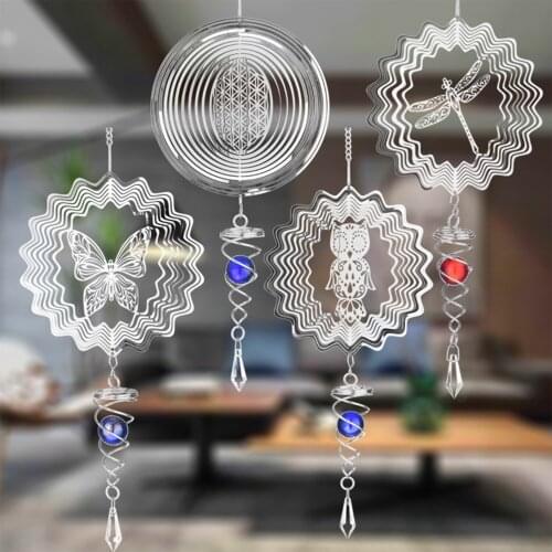 Wind Spinner Garden Wind Spinner Metal Christmas Decoration Hanging Ornament Outdoor Garden Hanging Decor Swivel Wind Chimes