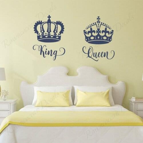 King And Queen Wall Sticker His Queen Her King Master Vinyl Home Decor Bedroom Decals Romantic Room Wallpaper Murals 4461