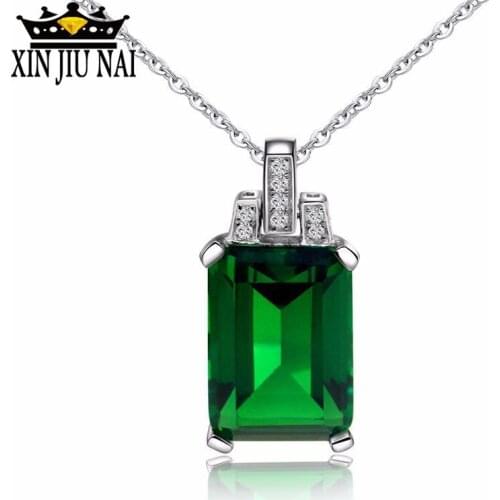 Vintage Light Luxury Square Emerald Necklace Pendant Luxury Exquisite Royal nobility fairy fashion Valentines Day present