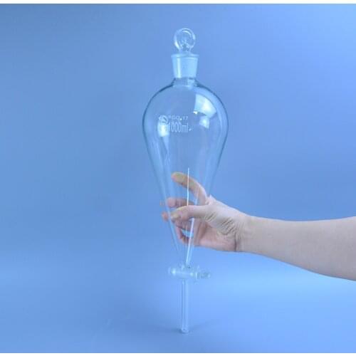1000ml pear shape separatory funnel,glass pear-shaped funnel,Separatory Funnel squib pear shape with ground-in glass stopper