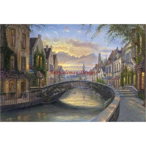 Needlework for embroidery DIY French DMC High Quality - Counted Cross Stitch Kits 14 ct Oil painting - Portofino Sunrise