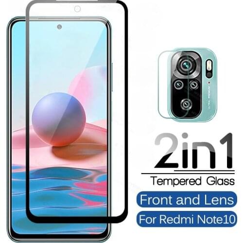 Xiaomi Redmi Note 10 5G Tempered Glass Full Screen Protector + Camera Lens Film For Redmi Note10 Pro Max Note10S 4G 2in1