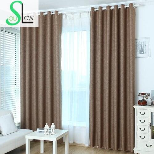 Slow Soul Blue Brown Beige Pure Linen Drape Curtains French Window Solid Pastoral For Living Room Curtain Kitchen Bedroom Cotton