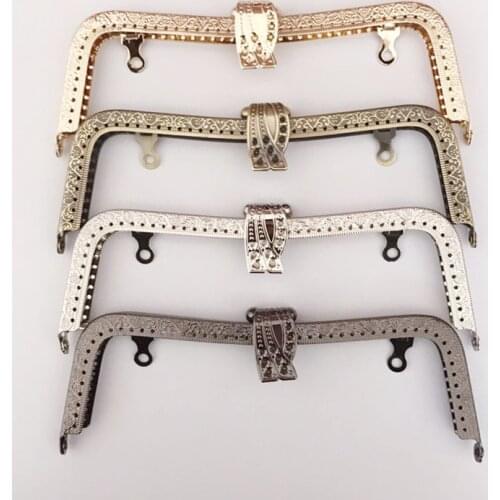 Vintage Bronze Metal Frame for Coin Purse Clutch Bag Handle Kiss Clasp Embossing Antique Buckle Peacock Head 20CM DIY Accessorie