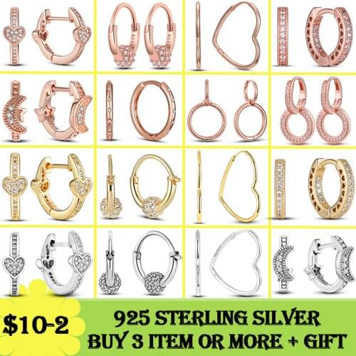 Hot Sale 925 Sterling Silver Sparkling Circle Stud Earrings for Women Round CZ Cubic Zircon Sterling Silver Fine Jewelry Gift