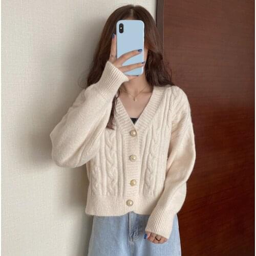 2020 Cardigan Autumn Long Sleeve Short Sweater Women Knitted Tops Ladies Sweater Single Breasted Outwear Female