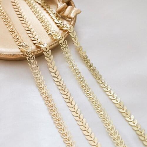 1 meter Gold-clad 14k18k Necklace for Men Women leaf hollow chain leaf diy handmade jewelry material accessories