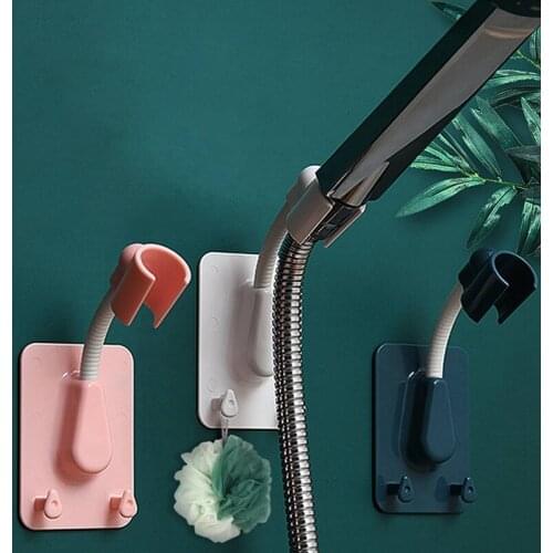 1pc 360° Shower Head Holder Adjustable Self-Adhesive Showerhead Bracket Wall Mount With 2 Hooks Stand SPA Bathroom Universal ABS