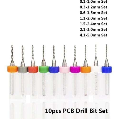 10pcs 0.1-5.0mm PCB Drill Bit 3.175mm Shank Micro Drill Bit Set Print Circuit Board CNC Drilling Bit