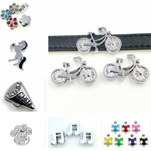 BOSHI 10Pcs/Lot 8mm Slide Charms For Bracelet Jewelry Making Turtle Horse Charms Pet Collar Wristband Keychain DIY Accessories