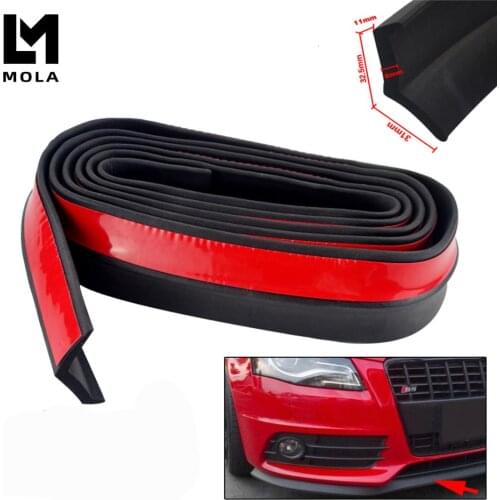 2.5M Car Bumper Lip Stickers Car Front Bumper Lip Rubber Car Bumper Protectors Exterior Mouldings Bumper Lip Strip 65mm Width