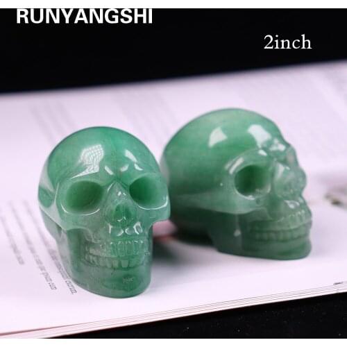 2inch Natural crystal Aventurine quartz skull gems ghost head carved crystal skull Green quartz Home decoration for Halloween