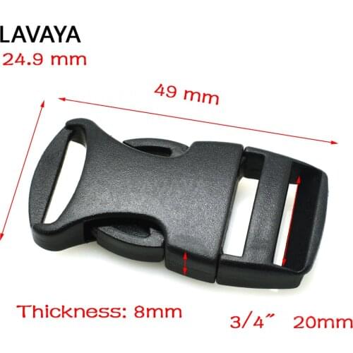 5pcs 3/4''(20mm) Plastic Contoured Side Release Buckles For Paracord Survival Bracelets/Dog Collar Black