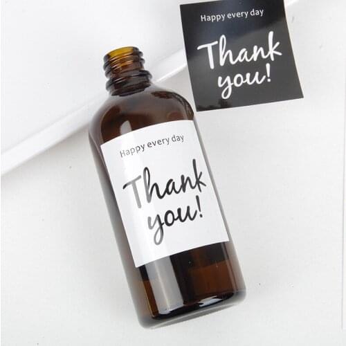 60 pcs/pack Label Thank You Black White square Kraft Paper Color Sealing Paste Baking Biscuit Bag Decorative Seal Sticke