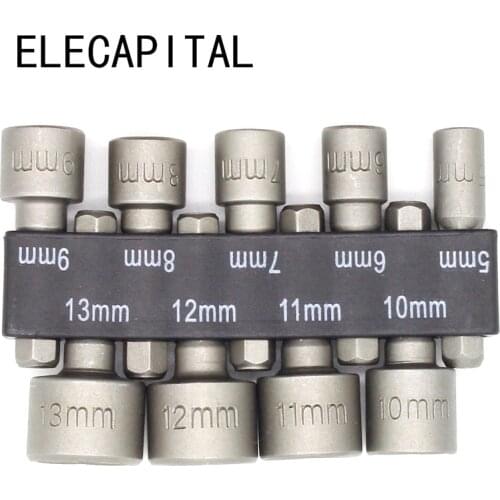 9pcs/set 5mm-13mm Hex Socket Sleeve Nozzles Magnetic Nut Driver Set Drill Bit Adapter Hex Power Tools