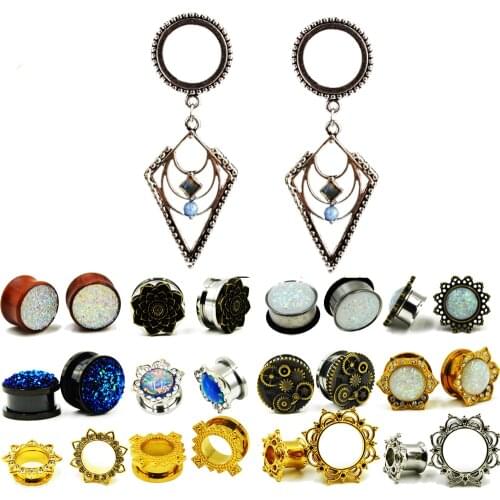 BOG-Pair Stainless Steel Ear Fresh Tunnel Plugs Ear Piercings Screw Fit Ear Stretched Expander Piercing Body Jewelr