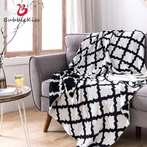 Bubble Kiss Black White Plaid Blankets For Beds Blanket Home Sofa Throw Blanket Spring Autumn Siesta Blanket Portable Blankets