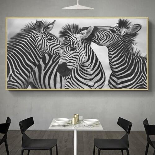 Black and White 3 Zebra Picture Home Sweet Decor Nordic Canvas Painting Wall Art Print Lovely Animal Poster for Nordic Bedroom